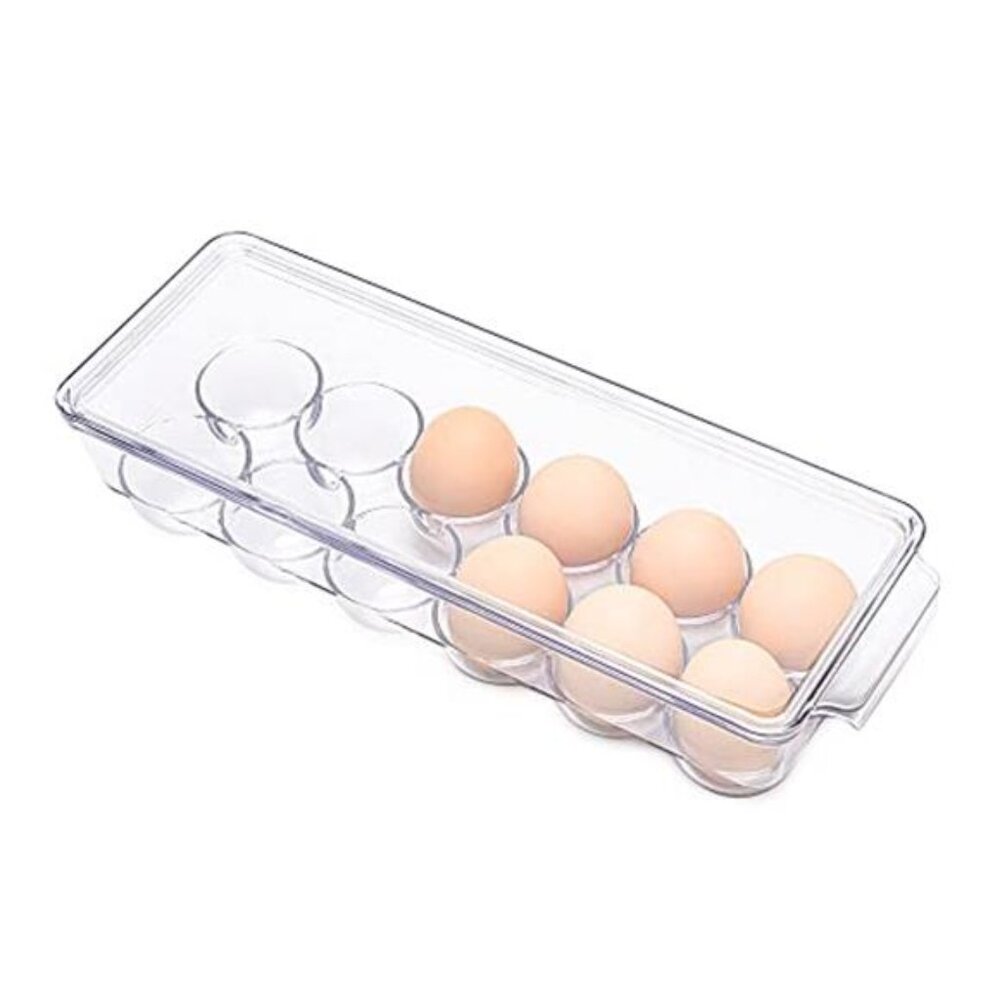 12 Eggs Holder for Refrigerator, Clear Egg Container for Fridge, Kitchen Storage